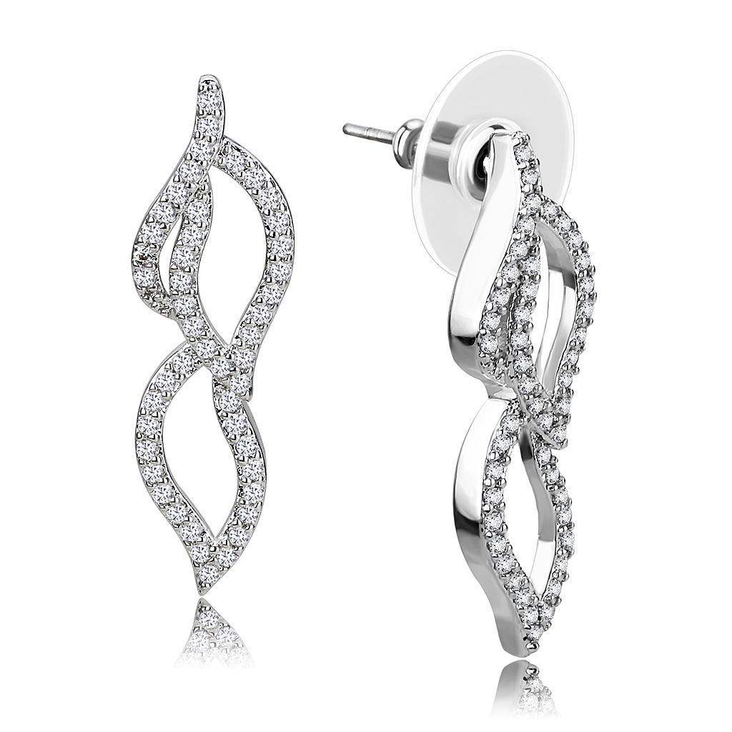 Alamode Rhodium Brass Jewelry Sets with AAA Grade CZ in Clear - Alamode - Flyclothing LLC