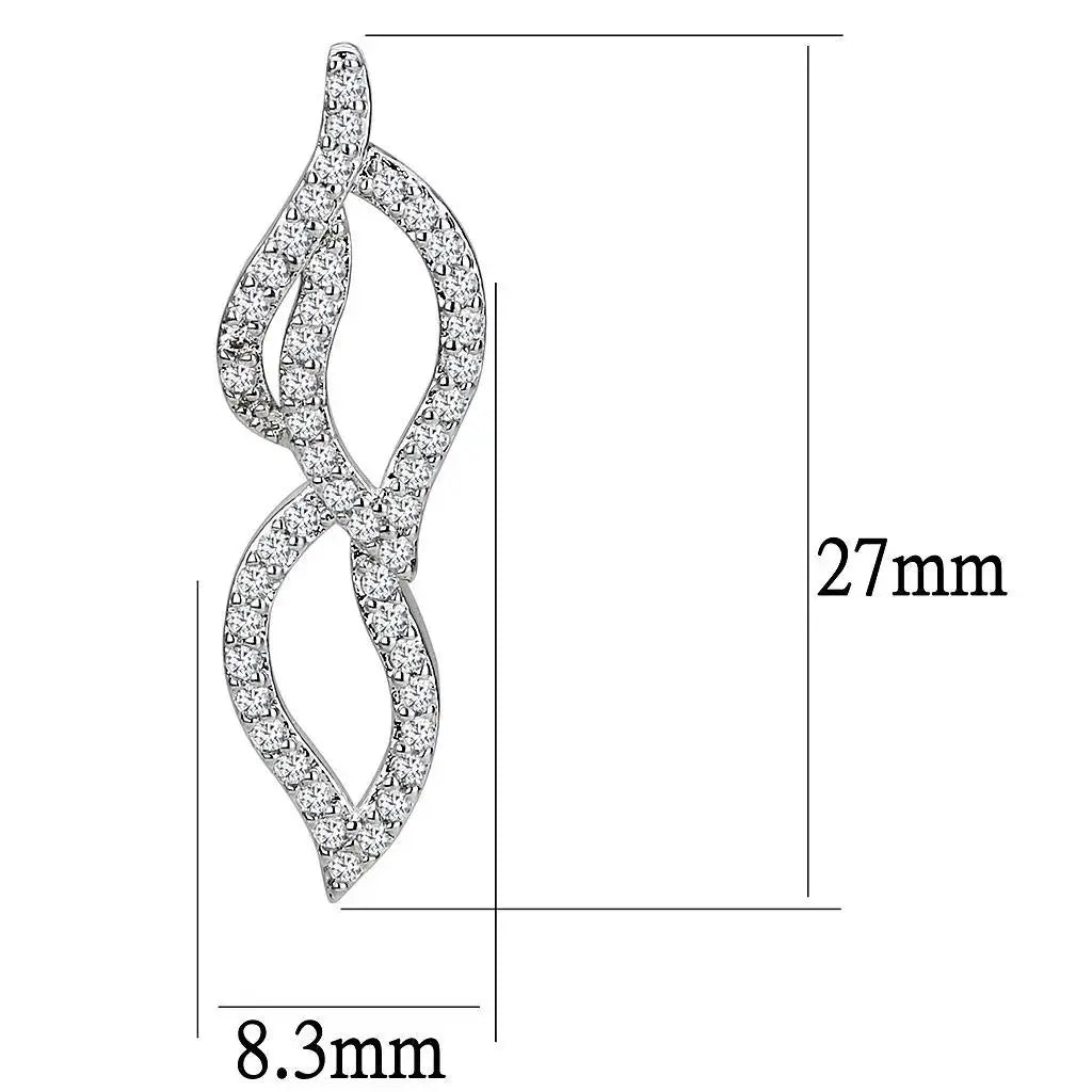 Alamode Rhodium Brass Jewelry Sets with AAA Grade CZ in Clear - Alamode - Flyclothing LLC