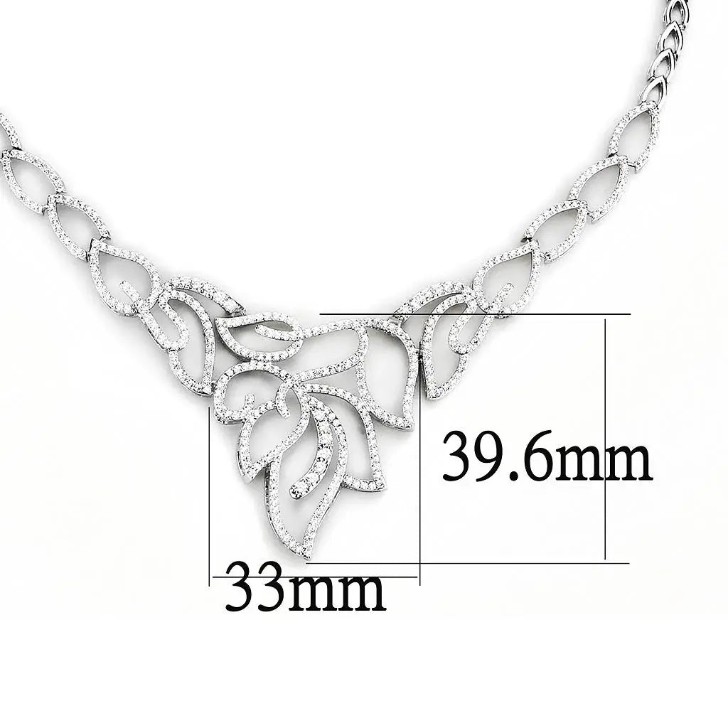 Alamode Rhodium Brass Jewelry Sets with AAA Grade CZ in Clear - Alamode - Flyclothing LLC