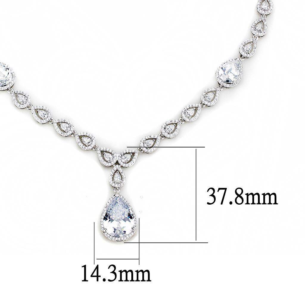 Alamode Rhodium Brass Jewelry Sets with AAA Grade CZ in Clear - Alamode - Flyclothing LLC