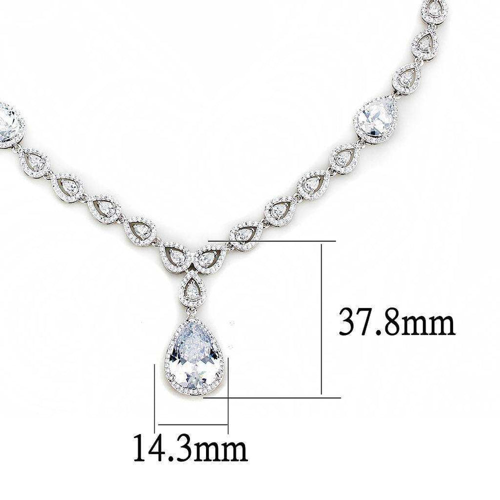 Alamode Rhodium Brass Jewelry Sets with AAA Grade CZ in Clear - Alamode - Flyclothing LLC
