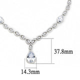 Alamode Rhodium Brass Jewelry Sets with AAA Grade CZ in Clear - Alamode