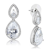 Alamode Rhodium Brass Jewelry Sets with AAA Grade CZ in Clear - Alamode