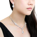 Alamode Rhodium Brass Jewelry Sets with AAA Grade CZ in Clear - Alamode - Flyclothing LLC