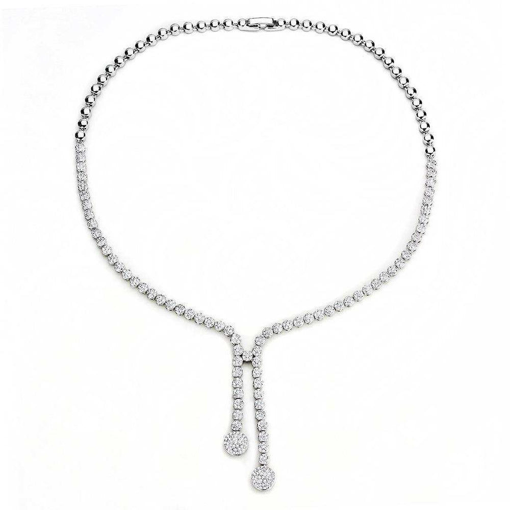 Alamode Rhodium Brass Jewelry Sets with AAA Grade CZ in Clear - Alamode - Flyclothing LLC