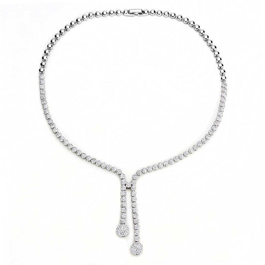 Alamode Rhodium Brass Jewelry Sets with AAA Grade CZ in Clear - Alamode - Flyclothing LLC