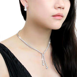 Alamode Rhodium Brass Jewelry Sets with AAA Grade CZ in Clear - Alamode - Flyclothing LLC