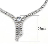Alamode Rhodium Brass Jewelry Sets with AAA Grade CZ in Clear - Alamode