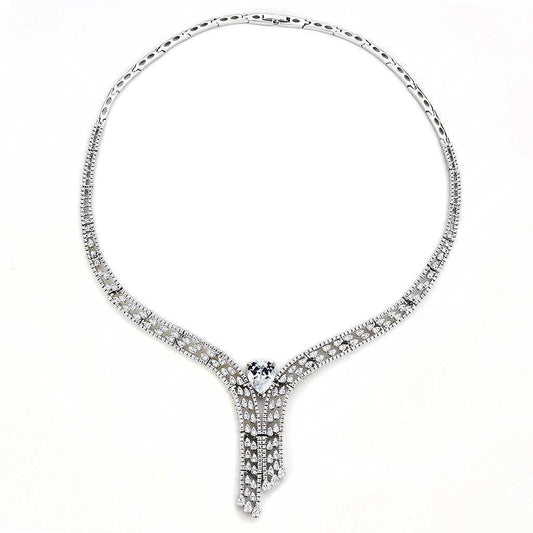 Alamode Rhodium Brass Jewelry Sets with AAA Grade CZ in Clear - Alamode - Flyclothing LLC