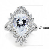Alamode Rhodium Brass Ring with AAA Grade CZ in Clear - Alamode - Flyclothing LLC