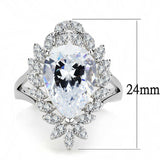 Alamode Rhodium Brass Ring with AAA Grade CZ in Clear - Alamode - Flyclothing LLC