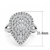 Alamode Rhodium Brass Ring with AAA Grade CZ in Clear - Alamode - Flyclothing LLC