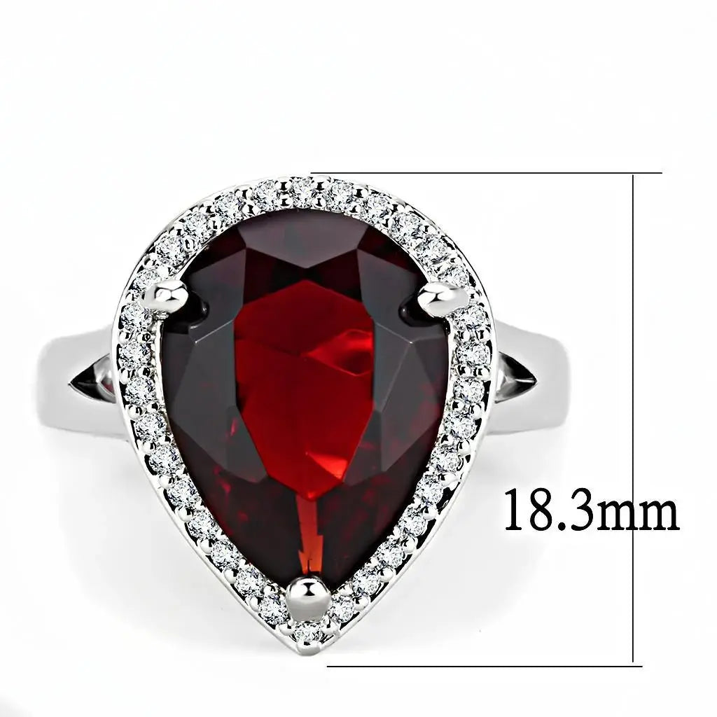 Alamode Rhodium Brass Ring with Synthetic Synthetic Glass in Siam - Alamode - Flyclothing LLC