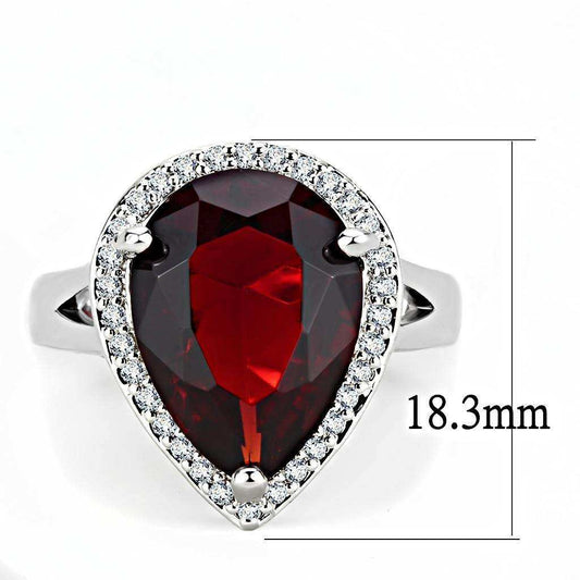 Alamode Rhodium Brass Ring with Synthetic Synthetic Glass in Siam - Alamode - Flyclothing LLC