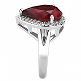 Alamode Rhodium Brass Ring with Synthetic Synthetic Glass in Siam - Alamode - Flyclothing LLC
