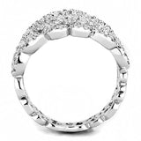 Alamode Rhodium Brass Ring with AAA Grade CZ in Clear - Alamode - Flyclothing LLC