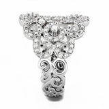 Alamode Rhodium Brass Ring with AAA Grade CZ in Clear - Alamode - Flyclothing LLC