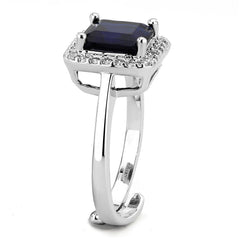 Alamode Rhodium Brass Ring with Synthetic Synthetic Glass in Montana - Alamode