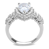 Alamode Rhodium Brass Ring with AAA Grade CZ in Clear - Alamode - Flyclothing LLC