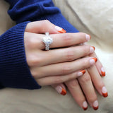 Alamode Rhodium Brass Ring with AAA Grade CZ in Clear - Alamode - Flyclothing LLC