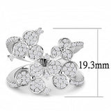 Alamode Rhodium Brass Ring with AAA Grade CZ in Clear - Alamode - Flyclothing LLC