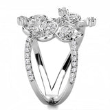 Alamode Rhodium Brass Ring with AAA Grade CZ in Clear - Alamode - Flyclothing LLC