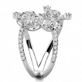 Alamode Rhodium Brass Ring with AAA Grade CZ in Clear - Alamode - Flyclothing LLC