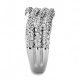 Alamode Rhodium Brass Ring with AAA Grade CZ in Clear - Alamode - Flyclothing LLC