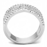 Alamode Rhodium Brass Ring with AAA Grade CZ in Clear - Alamode