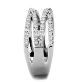 Alamode Rhodium Brass Ring with AAA Grade CZ in Clear - Alamode