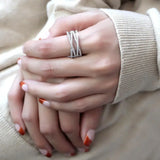 Alamode Rhodium Brass Ring with AAA Grade CZ in Clear - Alamode - Flyclothing LLC