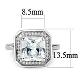 Alamode Rhodium Brass Ring with AAA Grade CZ in Clear - Alamode - Flyclothing LLC