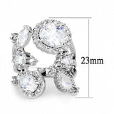 Alamode Rhodium Brass Ring with AAA Grade CZ in Clear - Alamode - Flyclothing LLC