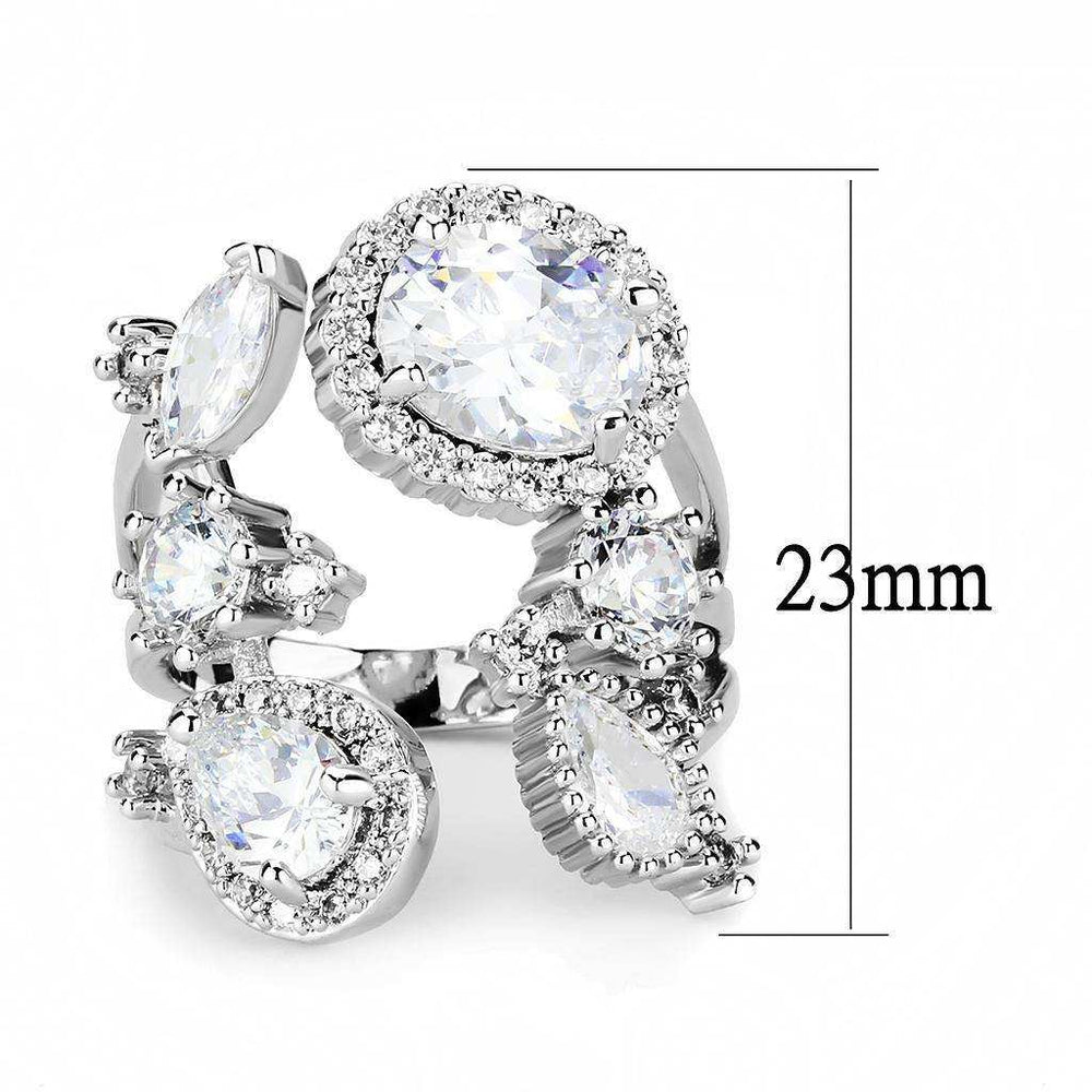 Alamode Rhodium Brass Ring with AAA Grade CZ in Clear - Alamode - Flyclothing LLC