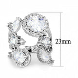 Alamode Rhodium Brass Ring with AAA Grade CZ in Clear - Alamode - Flyclothing LLC