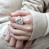 Alamode Rhodium Brass Ring with AAA Grade CZ in Clear - Alamode - Flyclothing LLC