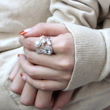 Alamode Rhodium Brass Ring with AAA Grade CZ in Clear - Alamode - Flyclothing LLC