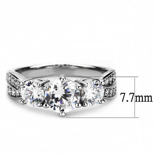 Alamode Rhodium Brass Ring with AAA Grade CZ in Clear - Alamode - Flyclothing LLC