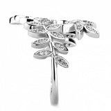 Alamode Rhodium Brass Ring with AAA Grade CZ in Clear - Alamode