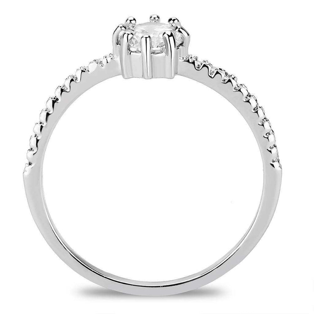 Alamode Rhodium Brass Ring with AAA Grade CZ in Clear - Alamode - Flyclothing LLC