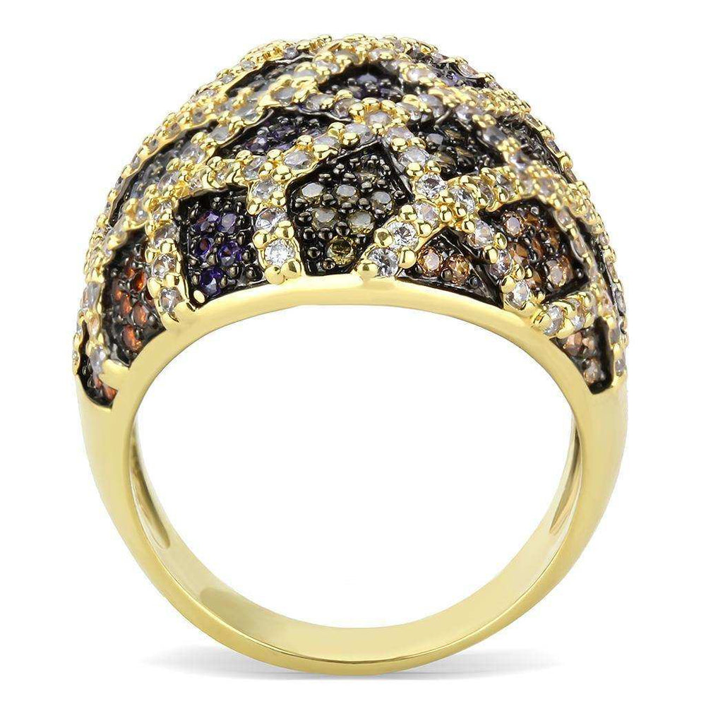 Alamode Gold+Ruthenium Brass Ring with AAA Grade CZ in Multi Color - Alamode - Flyclothing LLC
