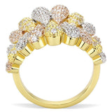 Alamode Tricolor Brass Ring with AAA Grade CZ in Clear - Alamode - Flyclothing LLC