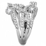 Alamode Rhodium Brass Ring with AAA Grade CZ in Clear - Alamode - Flyclothing LLC