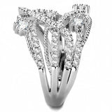 Alamode Rhodium Brass Ring with AAA Grade CZ in Clear - Alamode - Flyclothing LLC