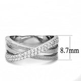 Alamode Rhodium Brass Ring with AAA Grade CZ in Clear - Alamode