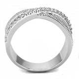 Alamode Rhodium Brass Ring with AAA Grade CZ in Clear - Alamode - Flyclothing LLC