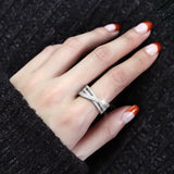 Alamode Rhodium Brass Ring with AAA Grade CZ in Clear - Alamode - Flyclothing LLC