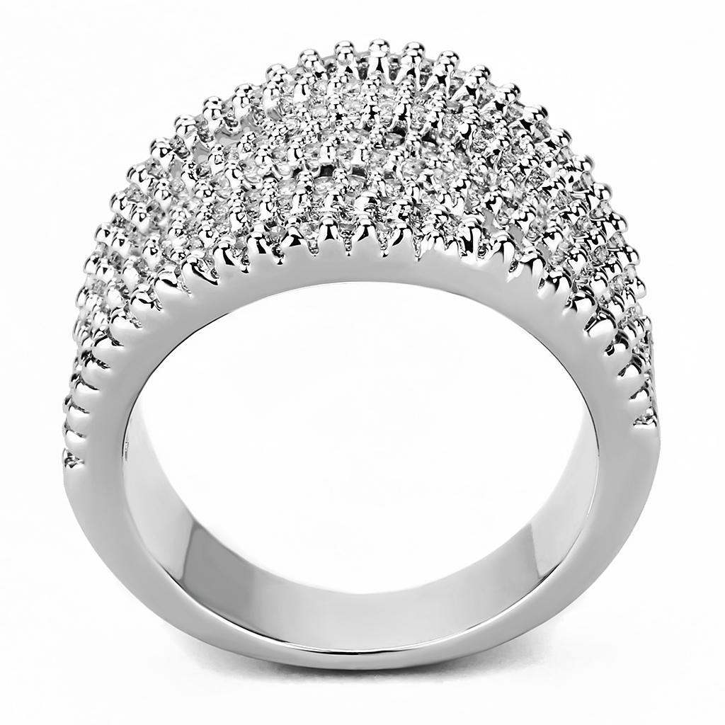 Alamode Rhodium Brass Ring with AAA Grade CZ in Clear - Alamode - Flyclothing LLC
