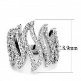 Alamode Rhodium Brass Ring with AAA Grade CZ in Clear - Alamode - Flyclothing LLC