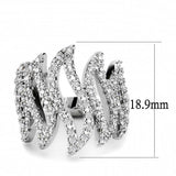Alamode Rhodium Brass Ring with AAA Grade CZ in Clear - Alamode - Flyclothing LLC